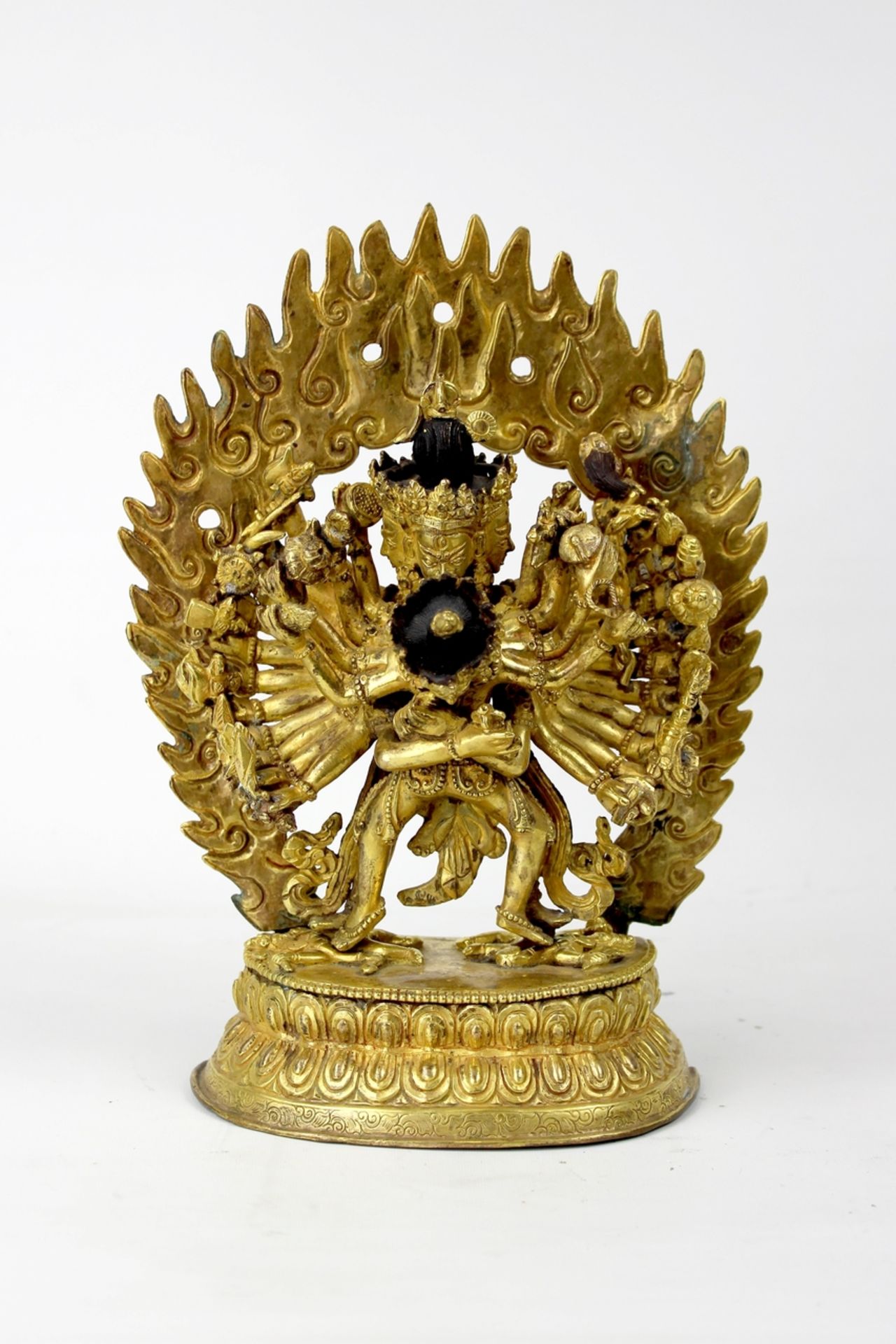 Tibet feuervergoldete Bronze Vajrabhairava in Yab Yum 18./.19. Jhdt.