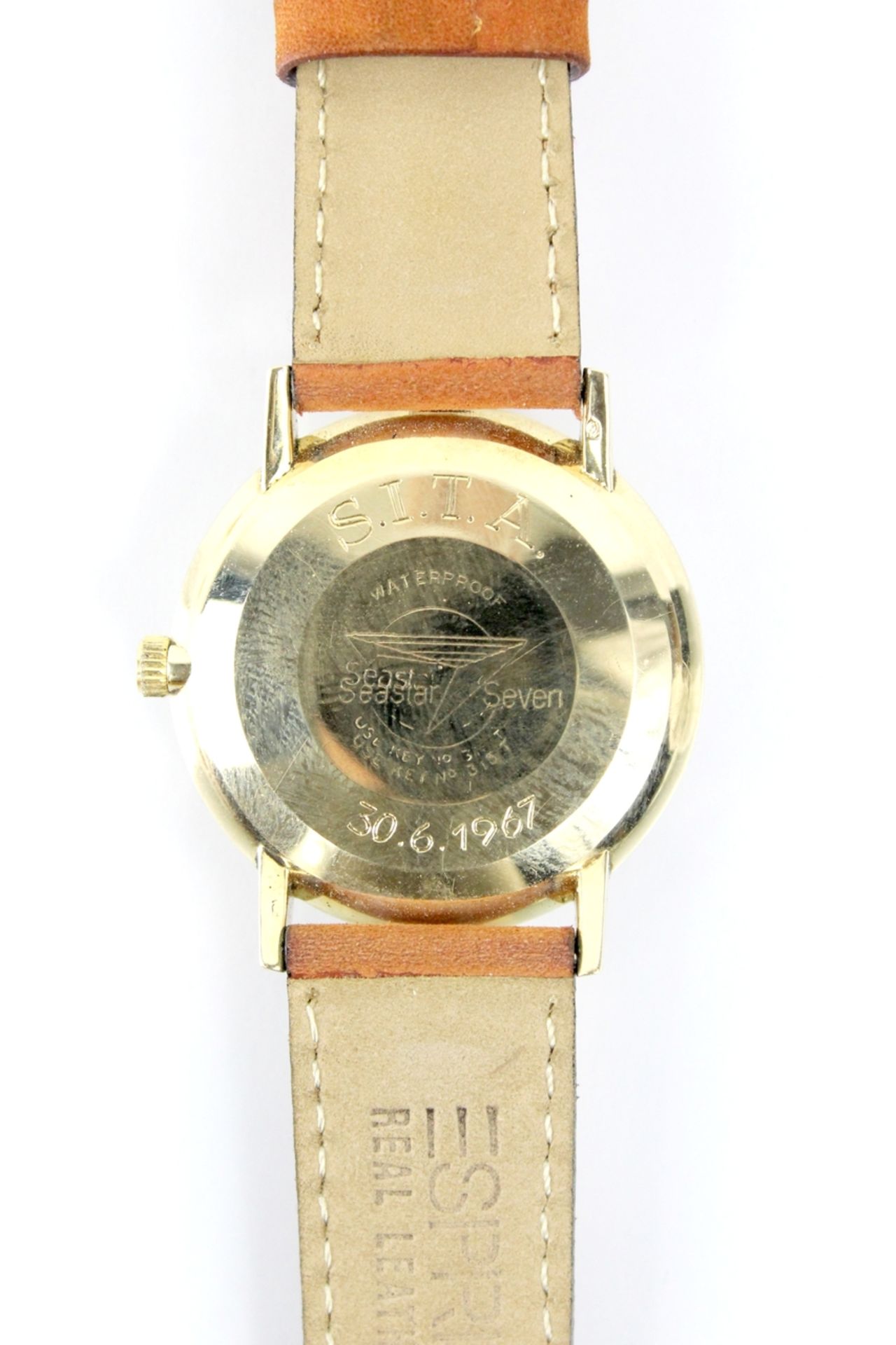 585er goldene Tissot Viso Date Automatic Seestar Seven Armbanduhr 1960er Jahre - Bild 3 aus 3