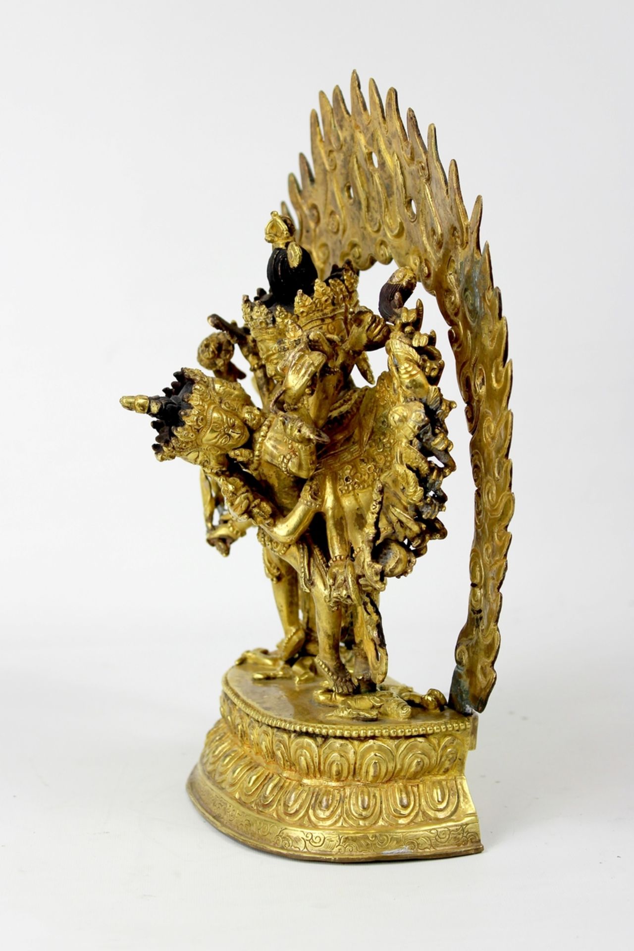 Tibet feuervergoldete Bronze Vajrabhairava in Yab Yum 18./.19. Jhdt. - Image 5 of 8