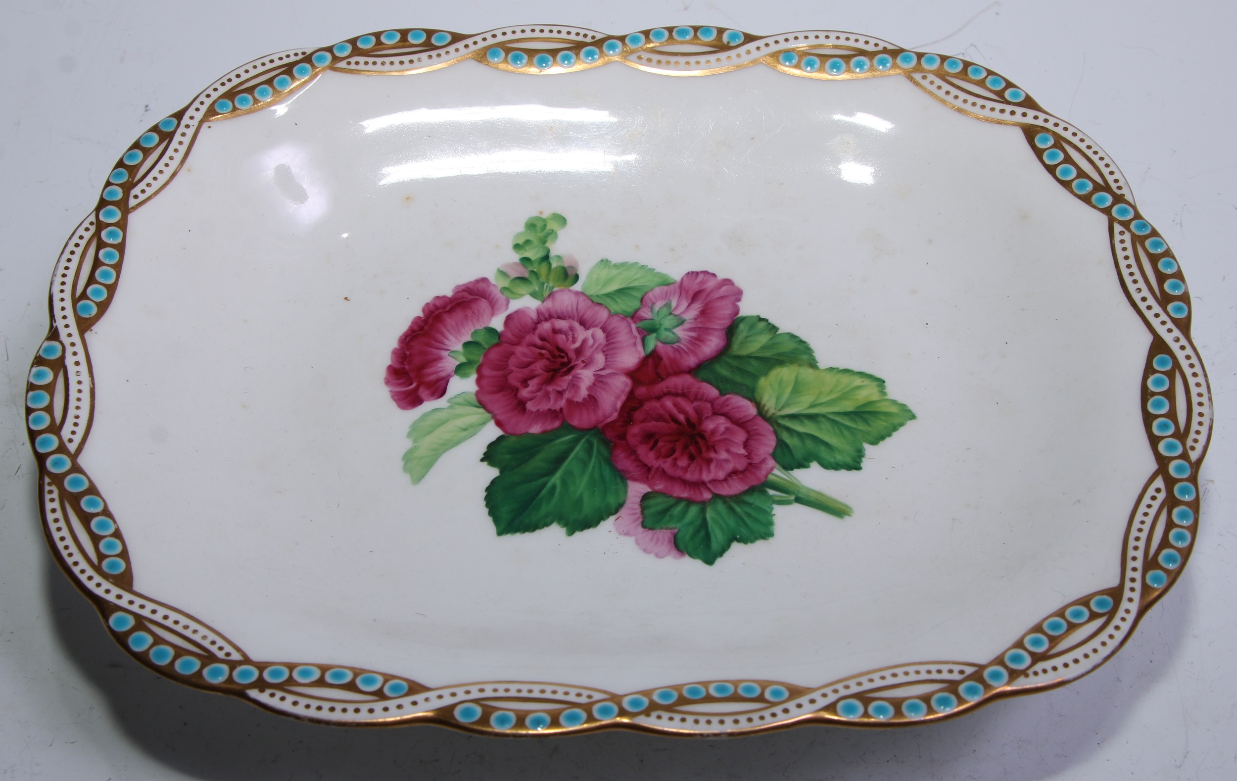 A Minton Botanical dessert service, comprising twelve shaped circular dinner plates, three - Image 15 of 19