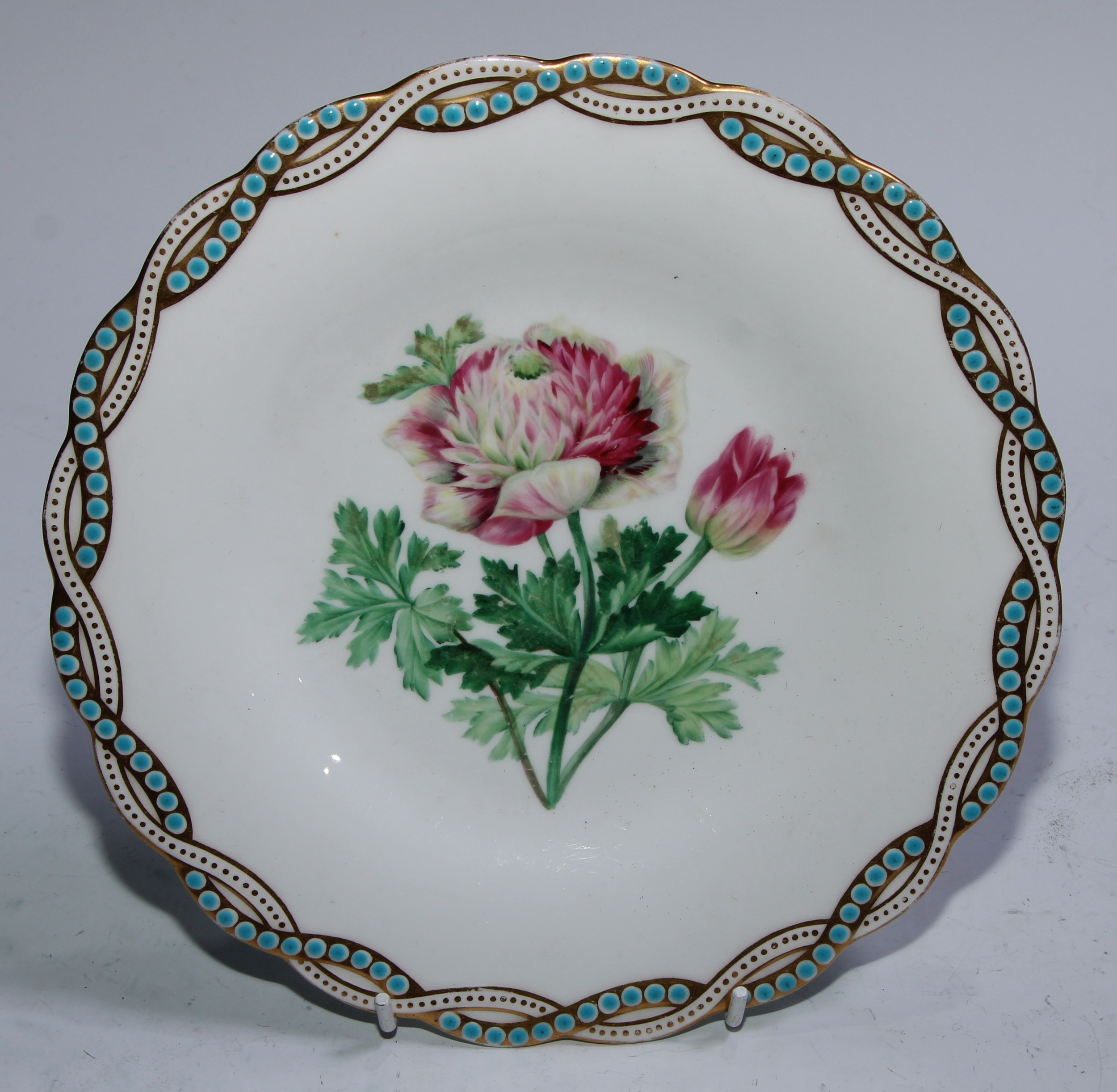 A Minton Botanical dessert service, comprising twelve shaped circular dinner plates, three - Image 2 of 19