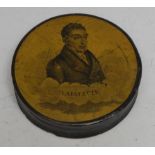 Americana, the American and French Revolutions - an early 19th century papier-mâché circular snuff