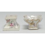 A German small stand, painted with flower sprays, 4cm high, late 18th century; a similar Ludwigsburg