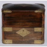 A Victorian stained rosewood and brass plated mounted two bottle scent casket, engraved with foliate