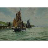 A.D. Bell (Wilfred Knox) (1884 - 1966), Sailing Ships in Coastal Waters, signed and dated 1953,