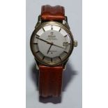 Omega - a 1960s constellation automatic pie pan wristwatch, ref 168-005, silvered dial, shaped block