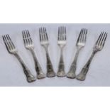 A set of four George III silver Kings pattern forks, Francis Higgins II, London 1833; others