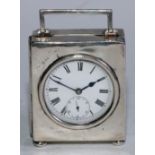 An early 20th century silver cased timepiece, white enamel dial, Roman numerals, minute track,