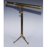 A 20th century brass telescope, tripod stand, 32cm long overall