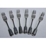 A set of six early Victorian silver table forks, Elizabeth Eaton, London 1849, 450.2g