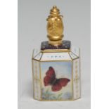 A Lynton porcelain canted square scent bottle, decorated by Stefan Nowacki, monogrammed, with