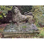 The Arundel Lion - A good and large 19th century carved sandstone Lion passant, naturalistically