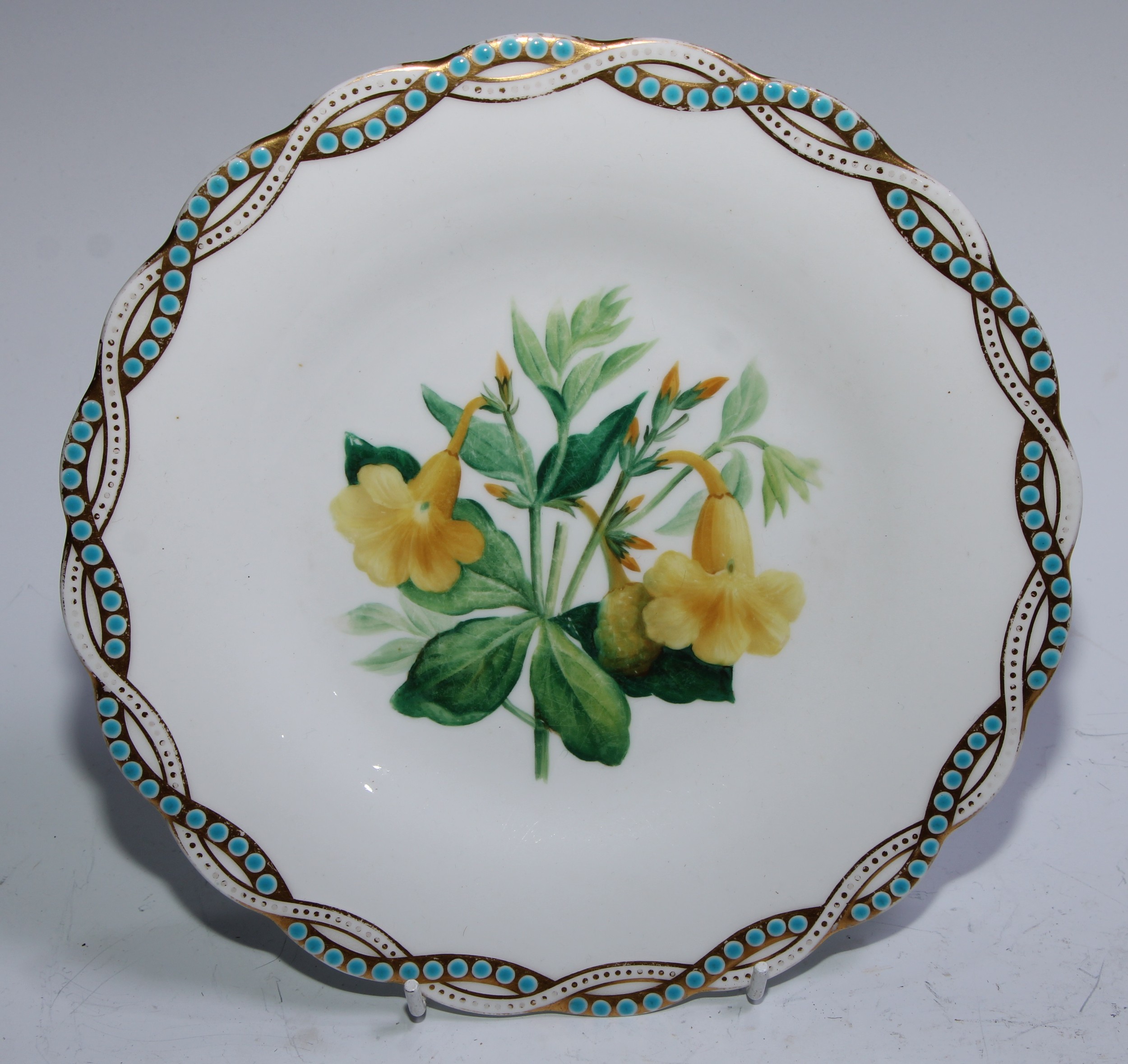 A Minton Botanical dessert service, comprising twelve shaped circular dinner plates, three - Image 11 of 19