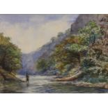 Harold Gresley (1892-1967) Fishing on the Derwent signed, watercolour, 21cm x 29cm