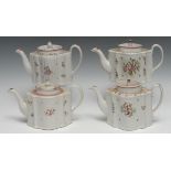 A Newhall commode shaped teapot and cover, pattern 195, 17cm high, c.1780; others, pattern 241,