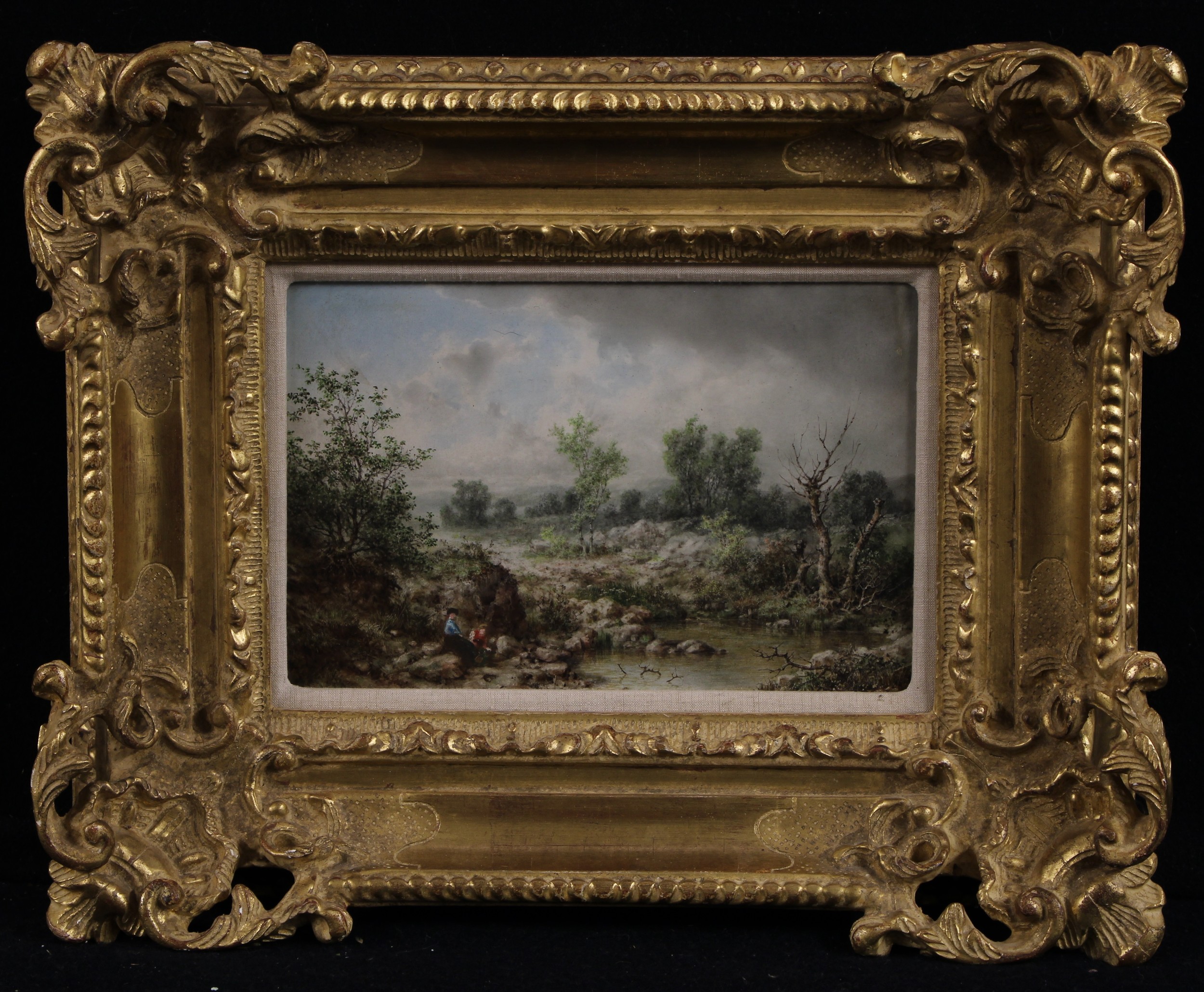 A 19th century English porcelain rectangular plaque, painted after Patrick Nasmyth (1787-1831) - Image 2 of 3