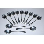 A set of twelve George V silver Old English pattern soup spoons, John Round & Sons, Sheffield