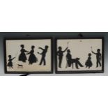 A set of four Anglo-Scottish silhouette cut-paper conversation pieces, each portrait named and