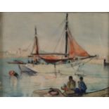 Continental Marine School (20th century) The Quayside indistinctly signed, watercolour, 24.5cm x