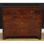 A 19th century mahogany chest, rectangular top with moulded edge above two short and three long