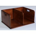 A Victorian mahogany book carrier, of country house library proportions, pierced handles, 43.5cm