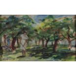 Edward Groner Jeffreys (20th century) Tending to the Orchard signed and indistinctly dated 19**,
