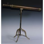 A 20th century brass telescope, tripod stand, 70cm long overall