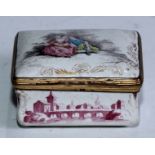 A George III South Staffordshire enamel rectangular snuff box, the hinged cover painted with a