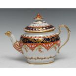 An early 19th century. Barr Flight and Barr spirally moulded teapot and cover, painted with stylised