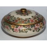 A Japanese Satsuma bowl and cover, painted with flowers, 16cm diameter, character mark, Meiji period