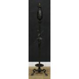 A 19th century Etruscan Revival dark patinated bronze standard lamp, cast as an amphora in the Attic