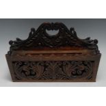 A 19th century Anglo-Indian hardwood rectangular country house letter porter, the twin hinged covers