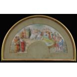 C. Carson (19th century) A Fan Design, The Parnassus, influenced by Raphael's Fresco signed and