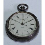 A Victorian silver open faced centre seconds chronograph pocket watch, 5cm enamel dial inscribed