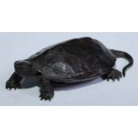 Japanese School (19th century), a dark patinated bronze, Terrapin, naturalistically cast, 13cm long,