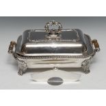 A Regency Old Sheffield Plate rounded rectangular warming entree dish and cover, of Irish