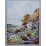 A Royal Crown Derby rectangular porcelain plaque painted by John Porter Wale, signed, with a