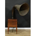 An early-mid 20th century phonograph or gramophone, of country house proportions, substantial faux-