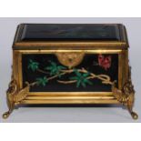 A 19th century ormolu and pietra dura casket, the top, front, sides and back each set with panels of