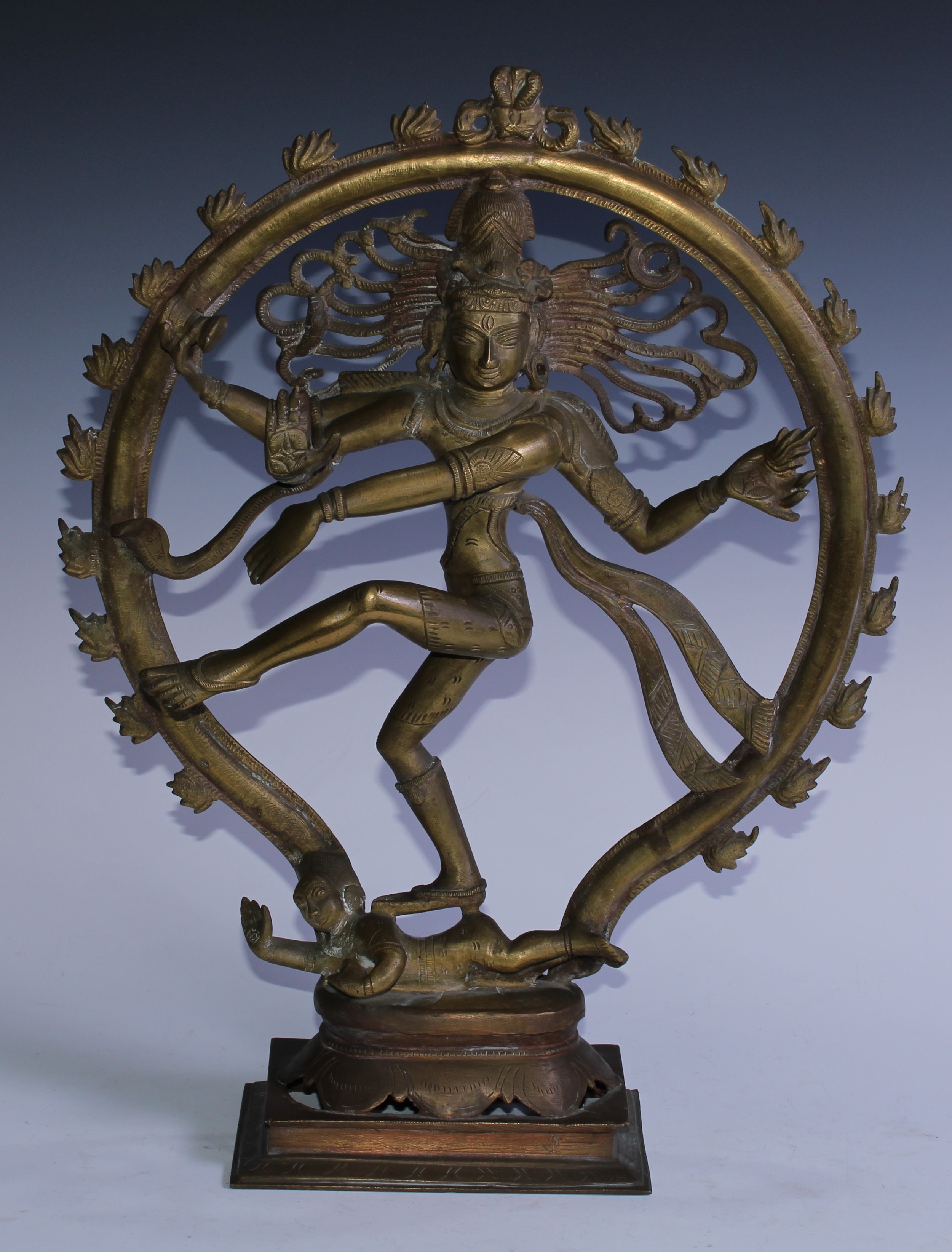 An early 20th century bronze Nataraja, of the Hindu god Shiva, performing the Tandava natyam,