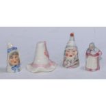 A Royal Worcester candlesnuffer, Mr Caudle, wearing a night cap and blanket, lightly coloured, 8cm
