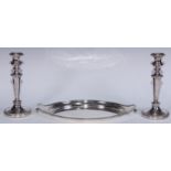 An Adam Revival Regent Plate scroll end two-handled serving tray, gadrooned border, 38cm wide,