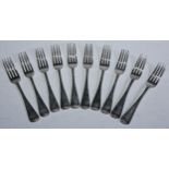 A set of twelve William IV silver Old English pattern table forks, London 1836, 22oz