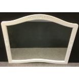 A large late 19th century style white painted over mantel mirror, 105cm x 120cm