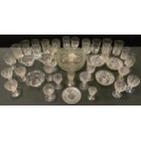 Stemware - a 19th century hand etched rummer, etched with flowers and leaves, faceted neck, knop