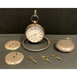 An Edwardian silver Waltham open face pocket watch, bold Roman numerals, subsidiary seconds, key