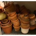 Garden plant pots, mainly terracotta, assorted sizes qty
