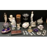 Ceramics and Glass - a Lladro figure Don Quixote, Hollcha`ca penguin, clowns; Roman style bust;