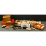 Boxes & Objects - a hedgerow walking stick; others; oak box; straw work box; umbrella, slides etc