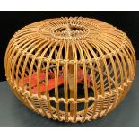 A Franco Albini inspired Wicker work lobster pot, 42cm x 62cm, complete with realistic life size